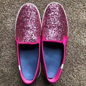 Women’s Sz 11 - Pink Glitter Keds Slip Ons